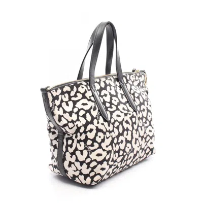Pre-owned Jimmy Choo Black White Nylon Leather Handbag Tote Bag () In Multi