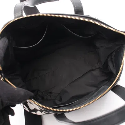 Pre-owned Jimmy Choo Black White Nylon Leather Handbag Tote Bag () In Multi