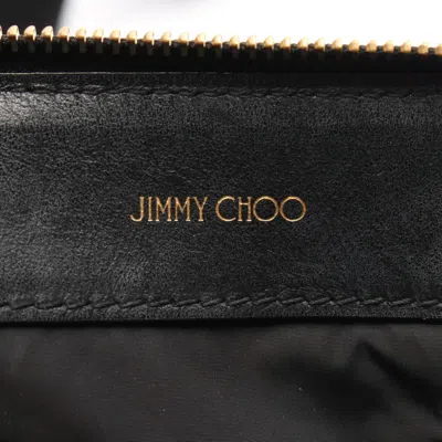 Pre-owned Jimmy Choo Black White Nylon Leather Handbag Tote Bag () In Multi