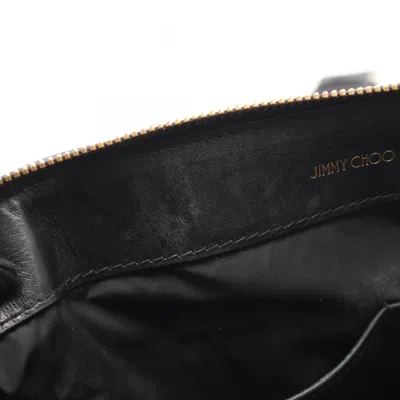 Pre-owned Jimmy Choo Black White Nylon Leather Handbag Tote Bag () In Multi