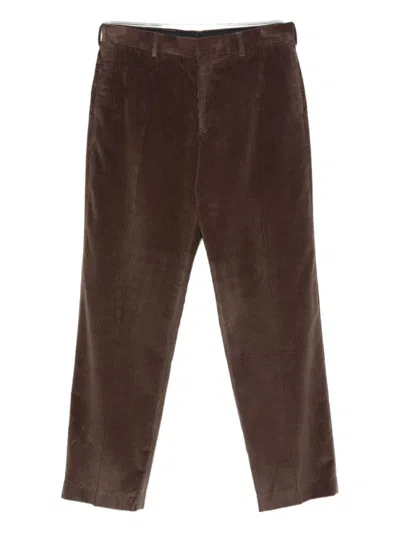 Paul Smith Brown Cotton And Velvet Casual Trousers  In Brown