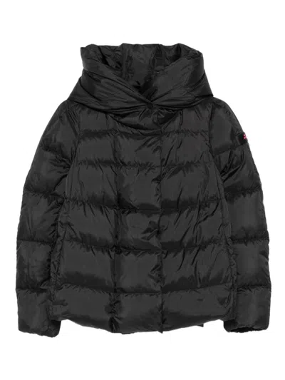 Peuterey High-volume Collar Black Puffer Jacket In Black