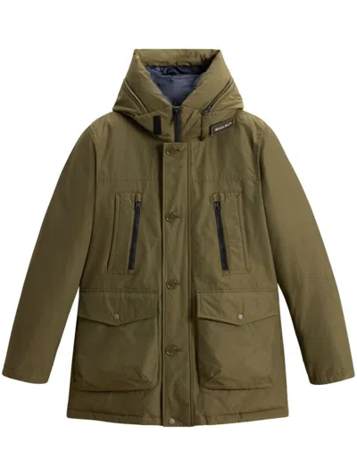Woolrich Olive Green Cotton-polyamide Blend Parka In Green