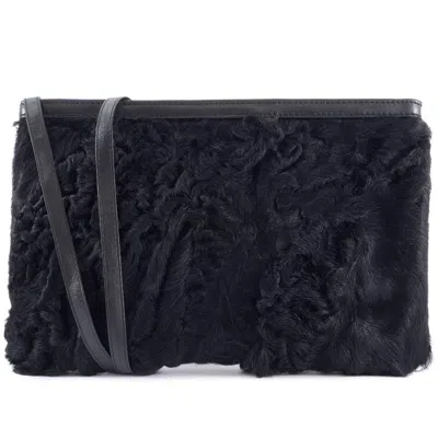 Pre-owned Loewe Black Fur Leather Pochette Shoulder Bag ()