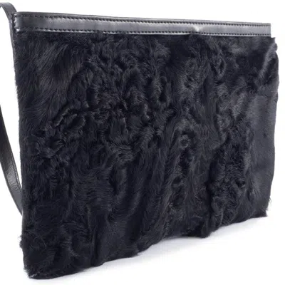 Pre-owned Loewe Black Fur Leather Pochette Shoulder Bag ()