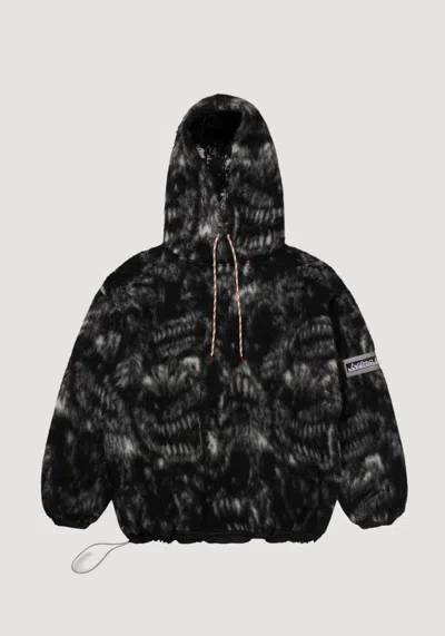 Aries Oversize Hooded Sweatshirt Ribbed Finish In Black