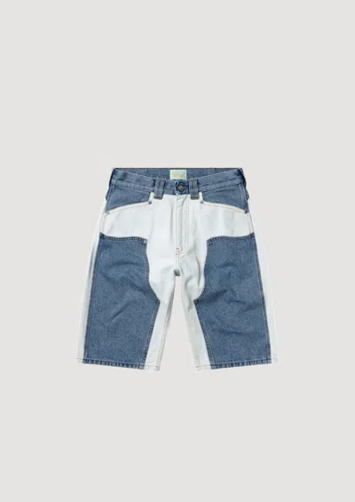 Aries Patchwork Western Carpenter Shorts In Blue