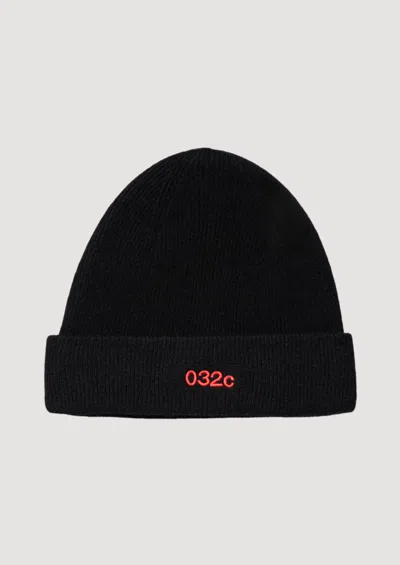 032c Logo Cashmere Blend Beanie In Black