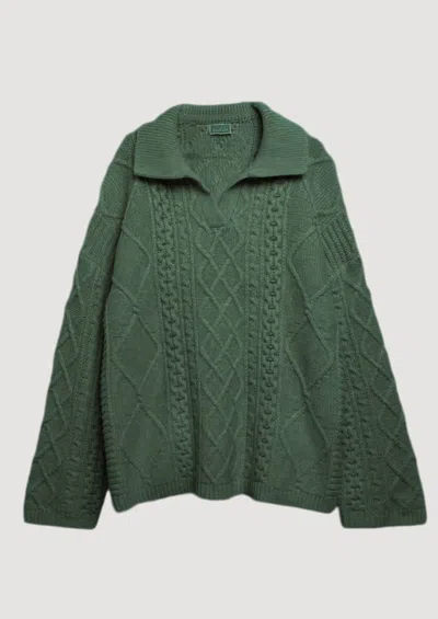 Guess Usa Green Cable Sweater In Green