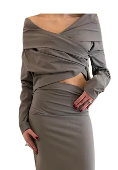 Meimeij Blue Cross Woman  Long Sleeve In Gray