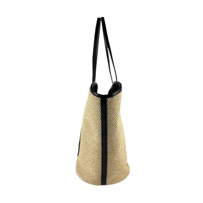 Pre-owned Louis Vuitton Beige Black Raffia Leather Shoulder Bag Tote Bag () In Multi
