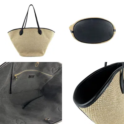 Pre-owned Louis Vuitton Beige Black Raffia Leather Shoulder Bag Tote Bag () In Multi