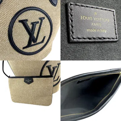 Pre-owned Louis Vuitton Beige Black Raffia Leather Shoulder Bag Tote Bag () In Multi