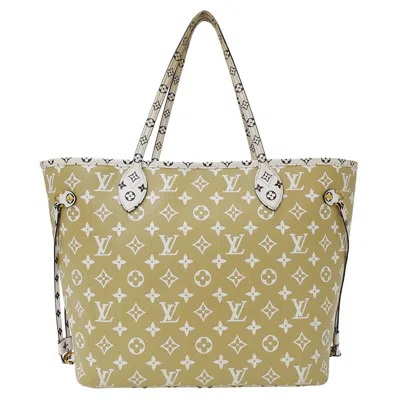 Pre-owned Louis Vuitton Beige Green Khaki Monogram Canvas Tote Bag ()