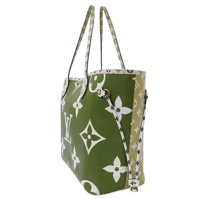 Pre-owned Louis Vuitton Beige Green Khaki Monogram Canvas Tote Bag ()