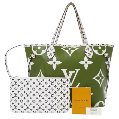 Pre-owned Louis Vuitton Beige Green Khaki Monogram Canvas Tote Bag ()