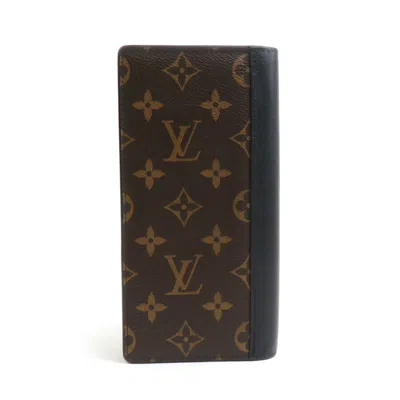 Pre-owned Louis Vuitton Black Brown Monogram Long Wallet (bi-fold) () In Multi