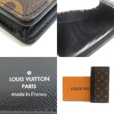 Pre-owned Louis Vuitton Black Brown Monogram Long Wallet (bi-fold) () In Multi