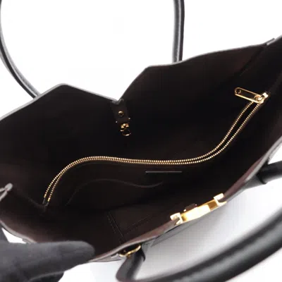 Pre-owned Louis Vuitton Black Brown Noir Coated Canvas Leather Tote Bag ()