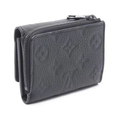 Pre-owned Louis Vuitton Black Leather Wallet (tri-fold) ()