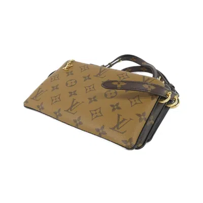 Pre-owned Louis Vuitton Black Marron Coated Canvas Leather Pochette Shoulder Bag () In Multi