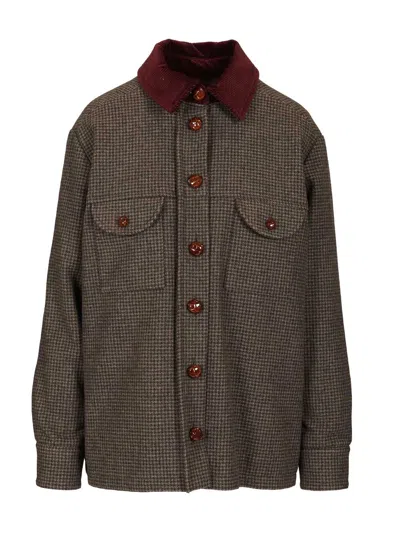 Blazé Milano Berber Corduroy-trimmed Wool-blend Jacket In Gray