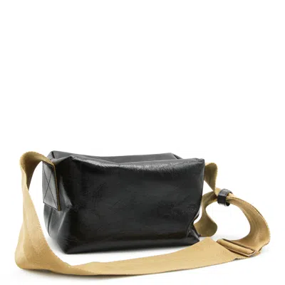 Uma Wang Textured Leather Shoulder Bag With Adjustable Strap In Black