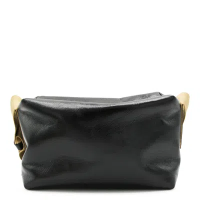 Uma Wang Textured Leather Shoulder Bag With Adjustable Strap In Black