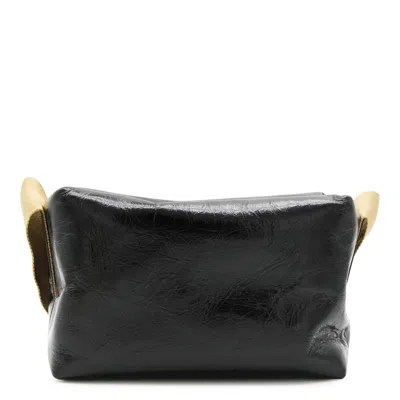 Uma Wang Textured Leather Shoulder Bag With Adjustable Strap In Black