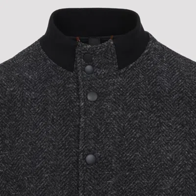 Canali Bomber Jackets Grey In Black