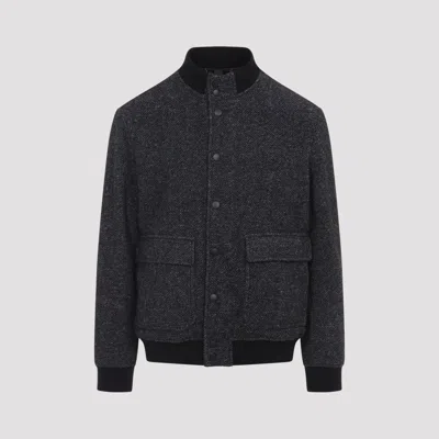 Canali Bomber Jackets Grey In Black