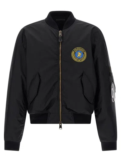 Balenciaga Black Nylon Uniform Merch Large Fit Bomber In Black