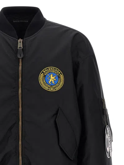 Balenciaga Black Nylon Uniform Merch Large Fit Bomber In Black