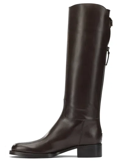 Sartore Brown Leather Riding Boots In Brown
