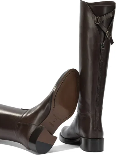 Sartore Brown Leather Riding Boots In Brown