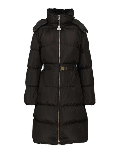 Moncler Briant Long Coat Jackets Black In Brown