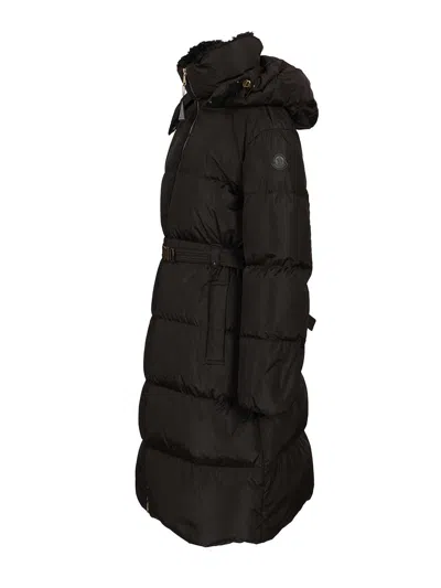 Moncler Briant Long Coat Jackets Black In Brown