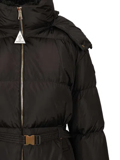 Moncler Briant Long Coat Jackets Black In Brown
