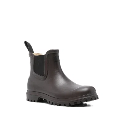 Superga Rubber Chelsea Boots In Brown