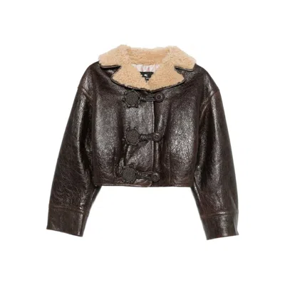 Etro Sheepskin Jacket Featuring Wool Insert In Brown