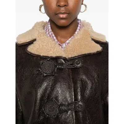 Etro Sheepskin Jacket Featuring Wool Insert In Brown