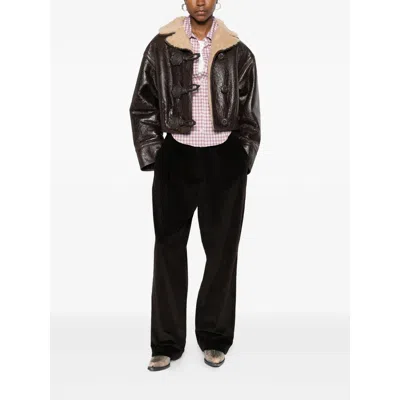 Etro Sheepskin Jacket Featuring Wool Insert In Brown