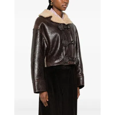 Etro Sheepskin Jacket Featuring Wool Insert In Brown