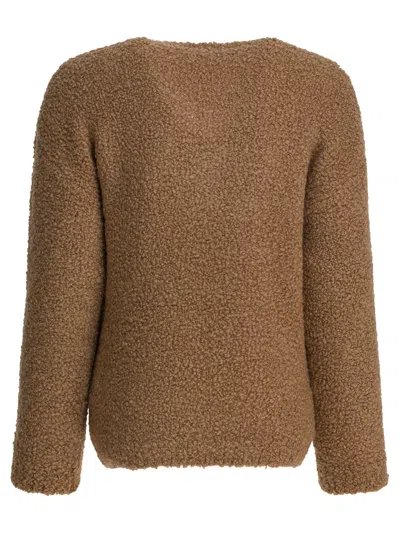 Max Mara Camel And Silk V-neck Sweater Knitwear Brown In Black