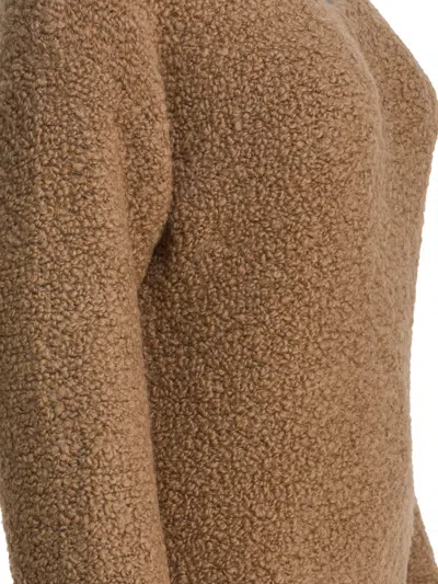 Max Mara Camel And Silk V-neck Sweater Knitwear Brown In Black