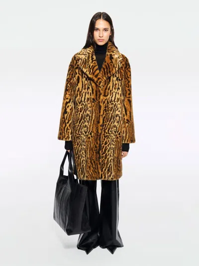Stand Studio Camille Faux Fur Cocoon Coat In Black