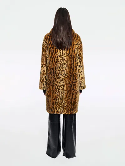 Stand Studio Camille Faux Fur Cocoon Coat In Black