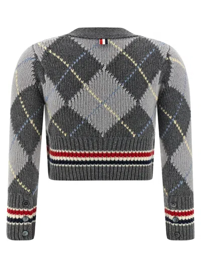 Thom Browne Cardigan Argyle Sweaters And Cardigans Gray In Gray