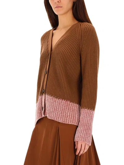Marni Cardigan With "color Block" Pattern In Brown