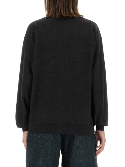 Lemaire Relaxed Twisted Wool Blend Cardigan In Black